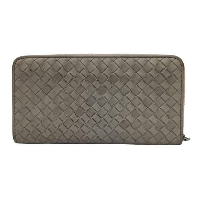 Bottega Veneta Wallet Intrecciato Gray Leather Zip Around