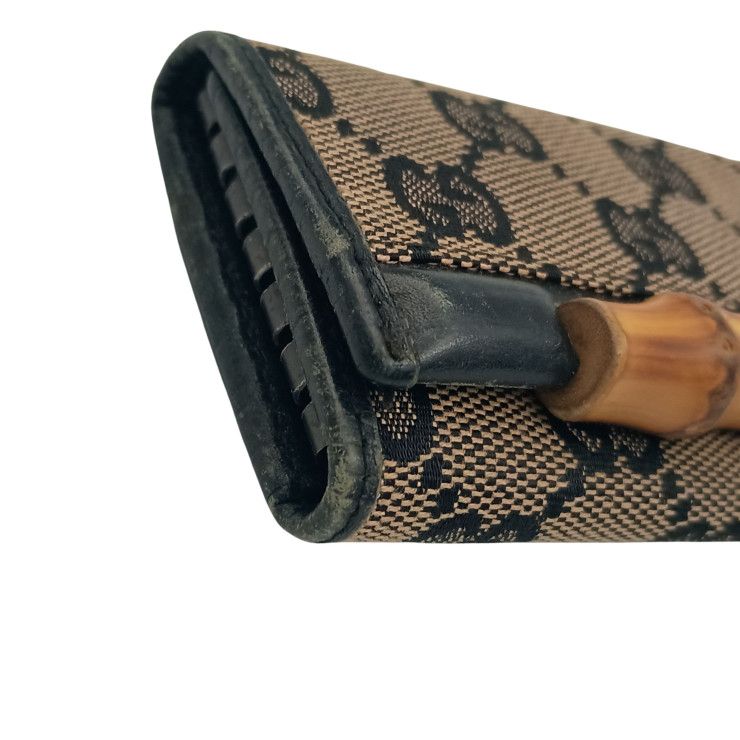 Gucci Key Case Brown Black GG Canvas Leather 6 Rows Key Holder