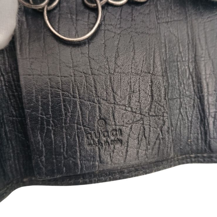 Gucci Key Case Brown Black GG Canvas Leather 6 Rows Key Holder