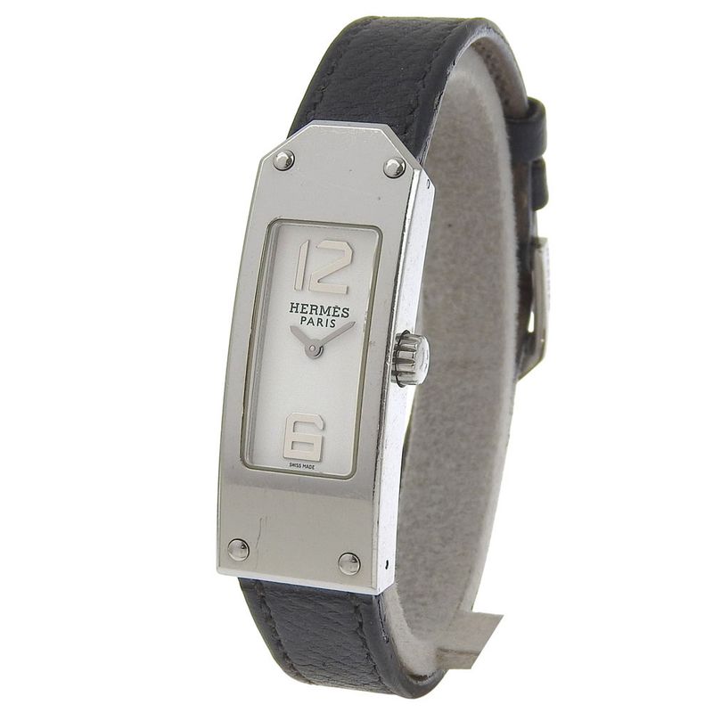 Hermes Kelly 2 Stainless Steel Quartz Analog Display White Dial Watch Handbag
