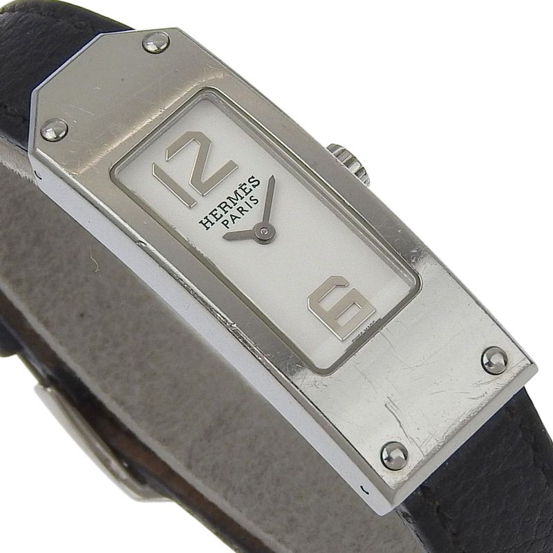 Hermes Kelly 2 Stainless Steel Quartz Analog Display White Dial Watch Handbag