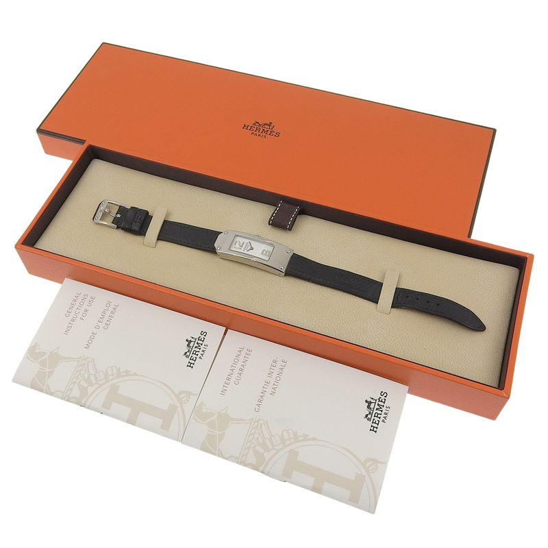 Hermes Kelly 2 Stainless Steel Quartz Analog Display White Dial Watch Handbag
