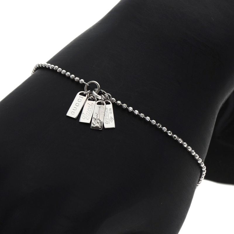 Gucci Logo Plate Bracelet 18k White Gold