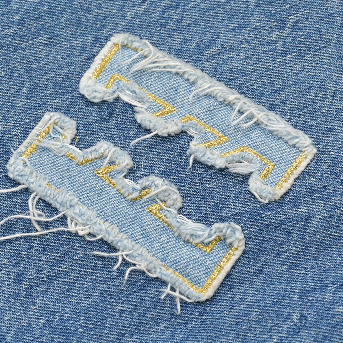 Chanel Denim Skirt Metiers D'art Collection CC Logo Patchwork — view 5