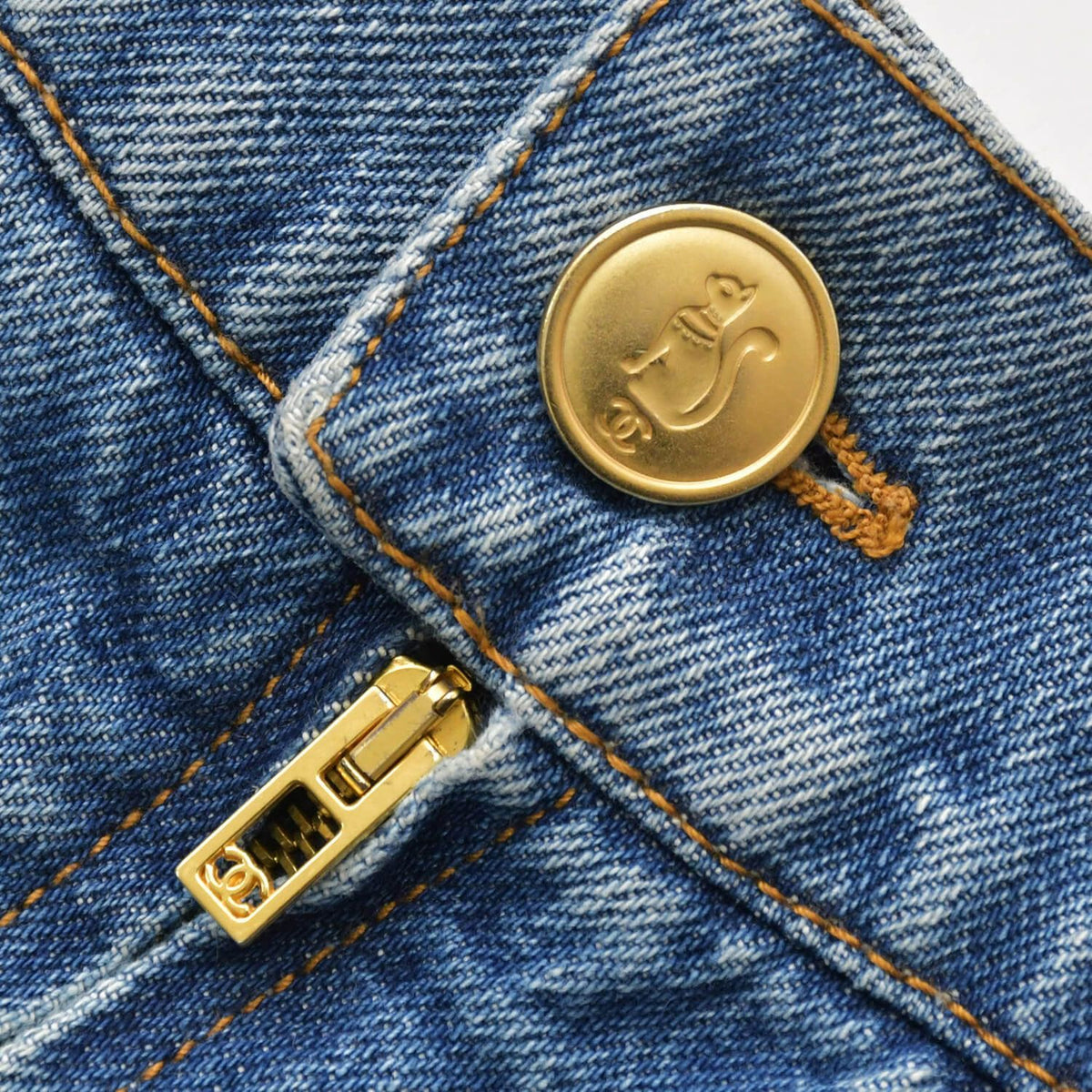 Chanel Denim Skirt Metiers D'art Collection CC Logo Patchwork — view 7