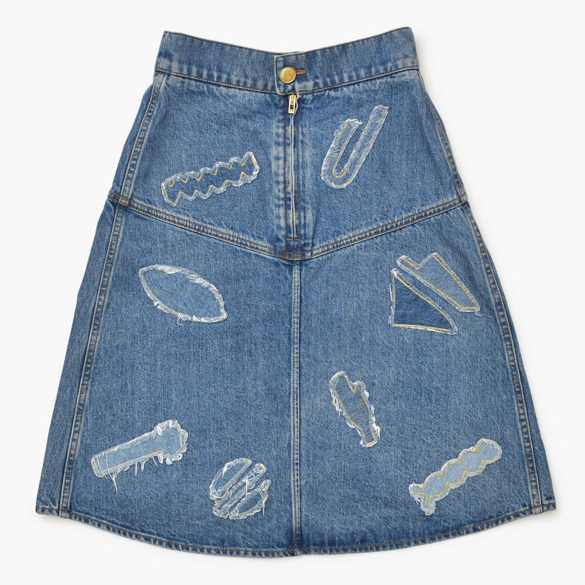 Chanel Denim Skirt Metiers D'art Collection CC Logo Patchwork — view 2
