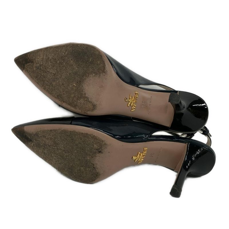 Prada Sandals 34 Dark Navy Black Leather