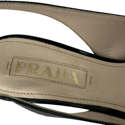 Prada Sandals 34 Dark Navy Black Leather