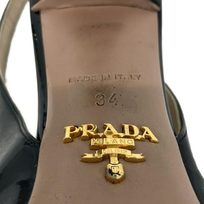 Prada Sandals 34 Dark Navy Black Leather