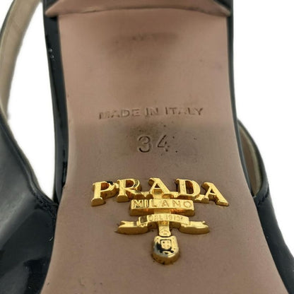 Prada Sandals 34 Dark Navy Black Leather