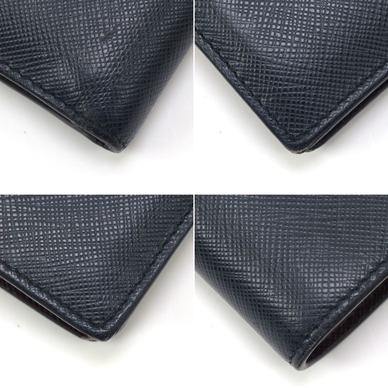 Prada Bifold Billfold Navy Wallet