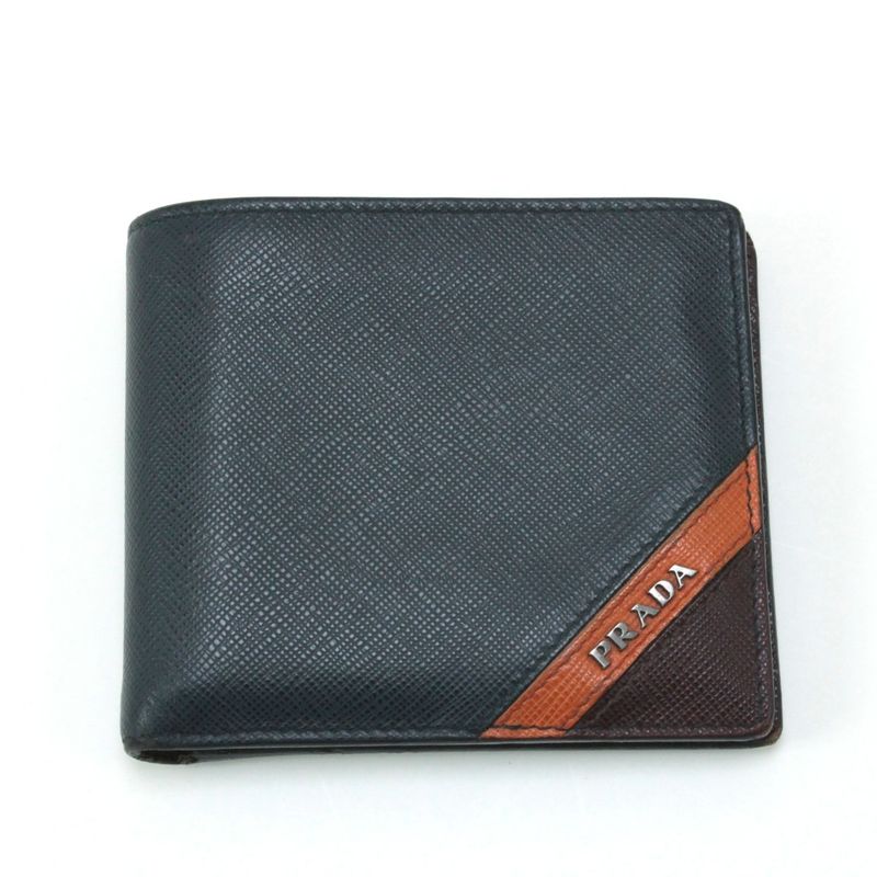 Prada Bifold Billfold Navy Wallet