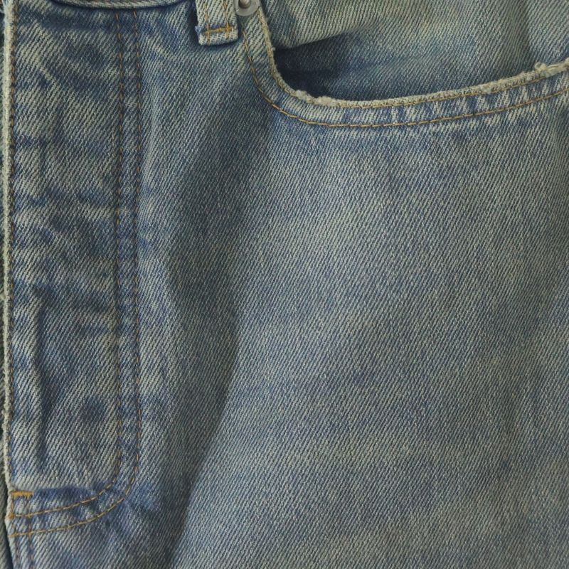 Balenciaga Distressed Straight Denim Pants Jeans Indigo