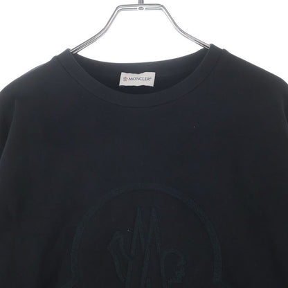 Moncler Logo Embroidery Crew Neck Pullover Sweatshirt Trainer Black Kids Sweater