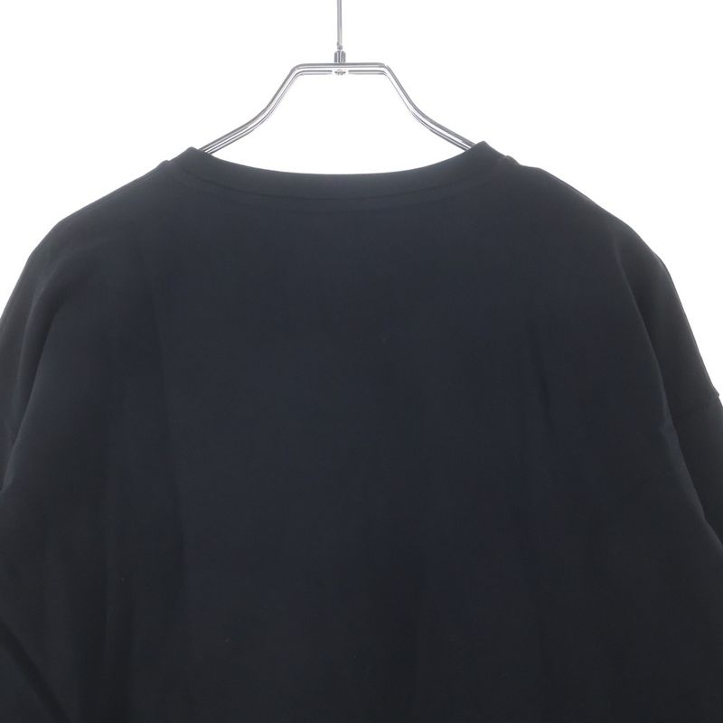 Moncler Logo Embroidery Crew Neck Pullover Sweatshirt Trainer Black Kids Sweater