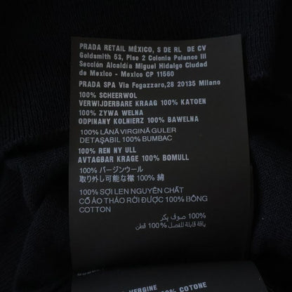 Prada Wool Knit Long Sleeve Polo Shirt Navy