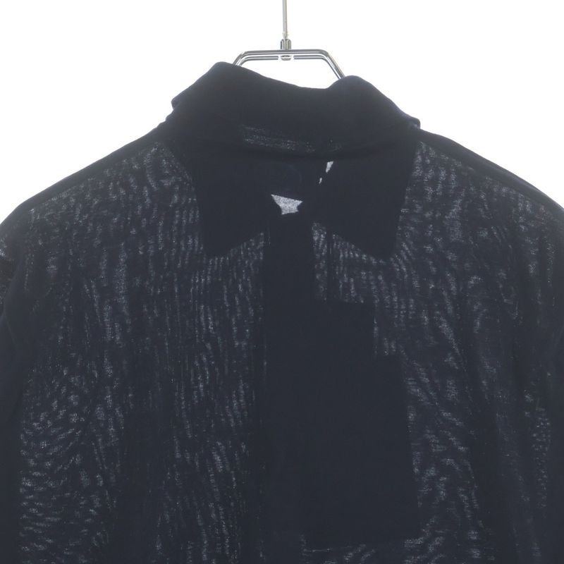Prada Wool Knit Long Sleeve Polo Shirt Navy