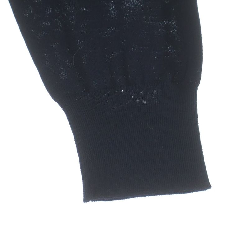 Prada Wool Knit Long Sleeve Polo Shirt Navy