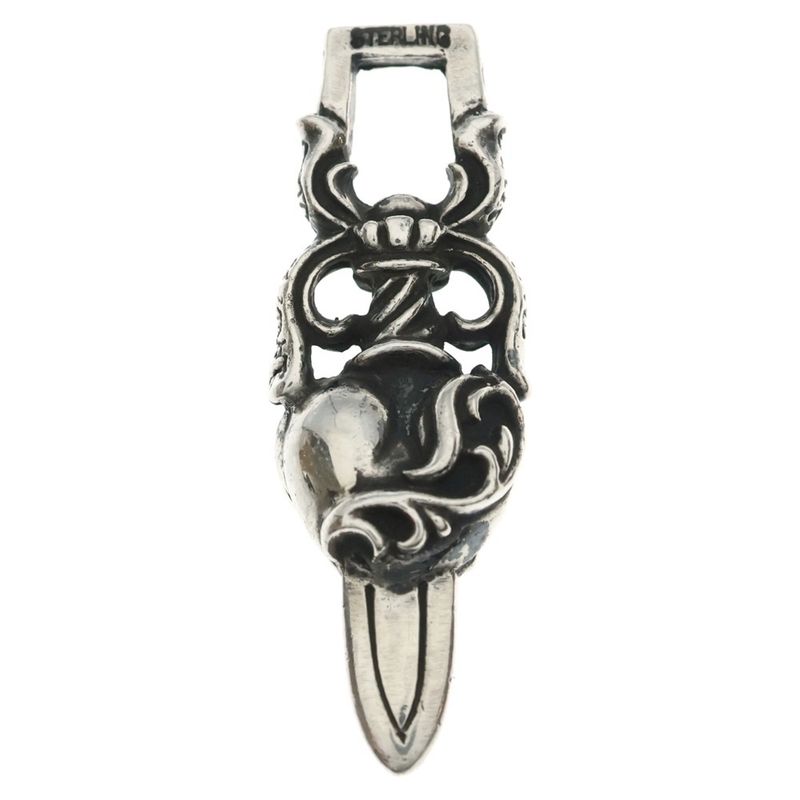 Chrome Hearts Dagger Heart Pendant Top Silver