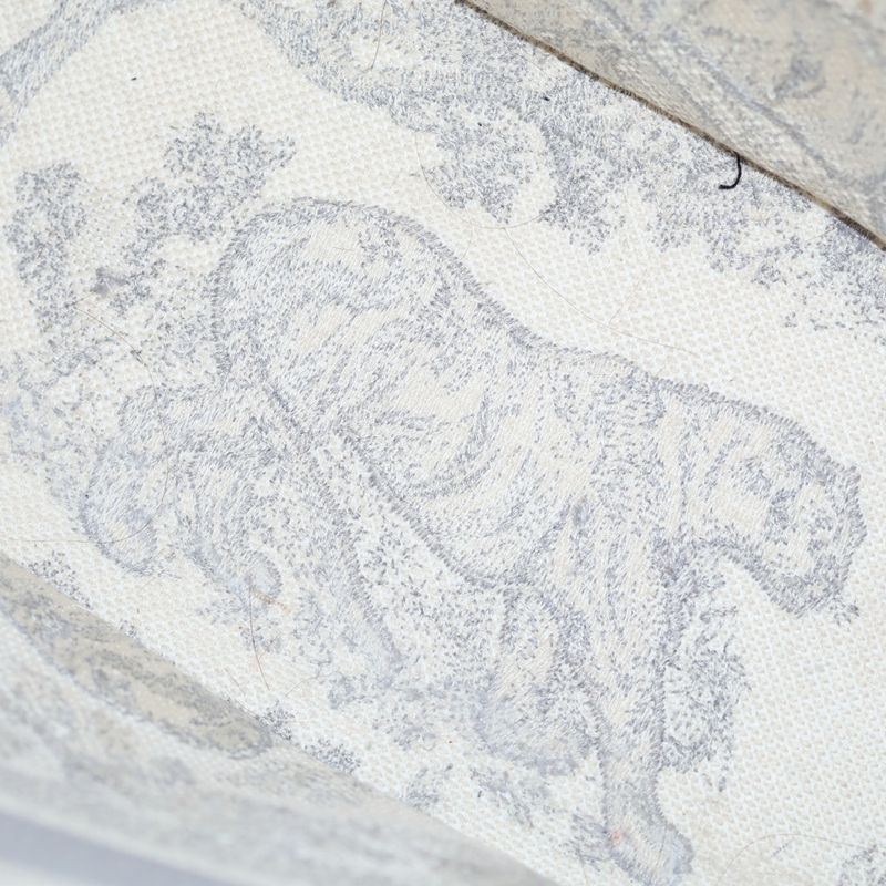 Dior Book Tote Toile de Jouy Animal All Over Pattern Jacquard White Gray