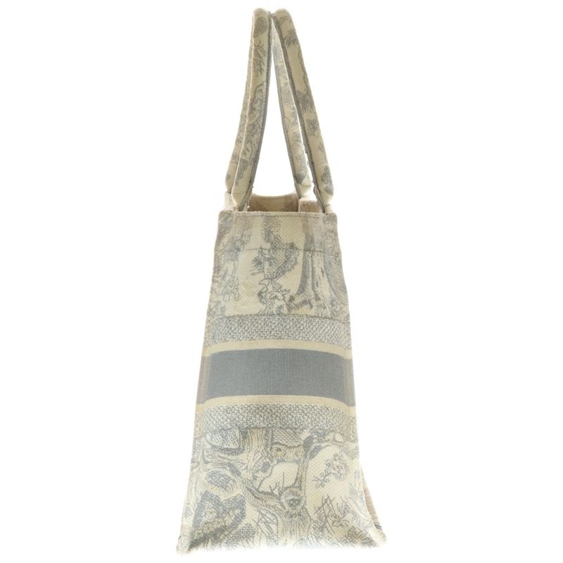 Dior Book Tote Toile de Jouy Animal All Over Pattern Jacquard White Gray