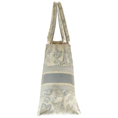 Dior Book Tote Toile de Jouy Animal All Over Pattern Jacquard White Gray