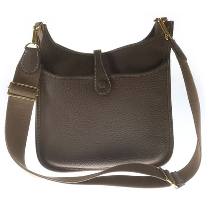 Hermes Evelyne PM Etoupe Taurillon Clemence Leather Shoulder Bag Gold Brown
