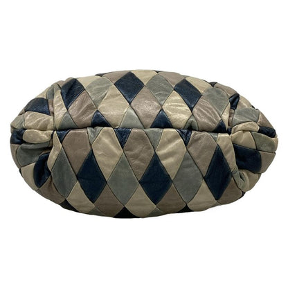 Miu Miu Tote Gray Navy Multi Leather