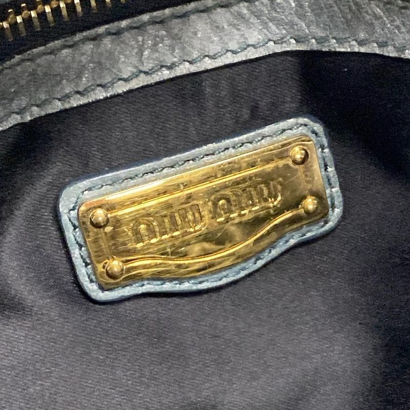Miu Miu Tote Gray Navy Multi Leather