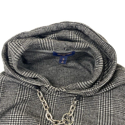 Louis Vuitton Dress M Cqr Black Gray Long Sleeve Knee Length Houndstooth