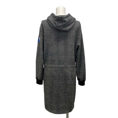 Louis Vuitton Dress M Cqr Black Gray Long Sleeve Knee Length Houndstooth