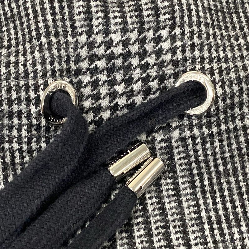 Louis Vuitton Dress M Cqr Black Gray Long Sleeve Knee Length Houndstooth