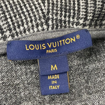 Louis Vuitton Dress M Cqr Black Gray Long Sleeve Knee Length Houndstooth