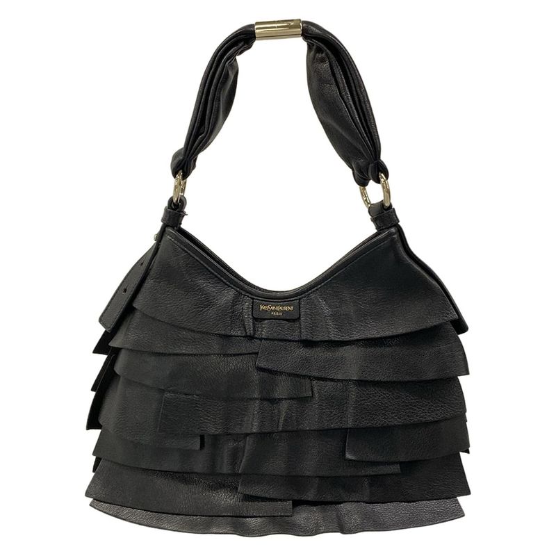 Saint Laurent Rive Gauche Shoulder Bag Tropez Black Leather