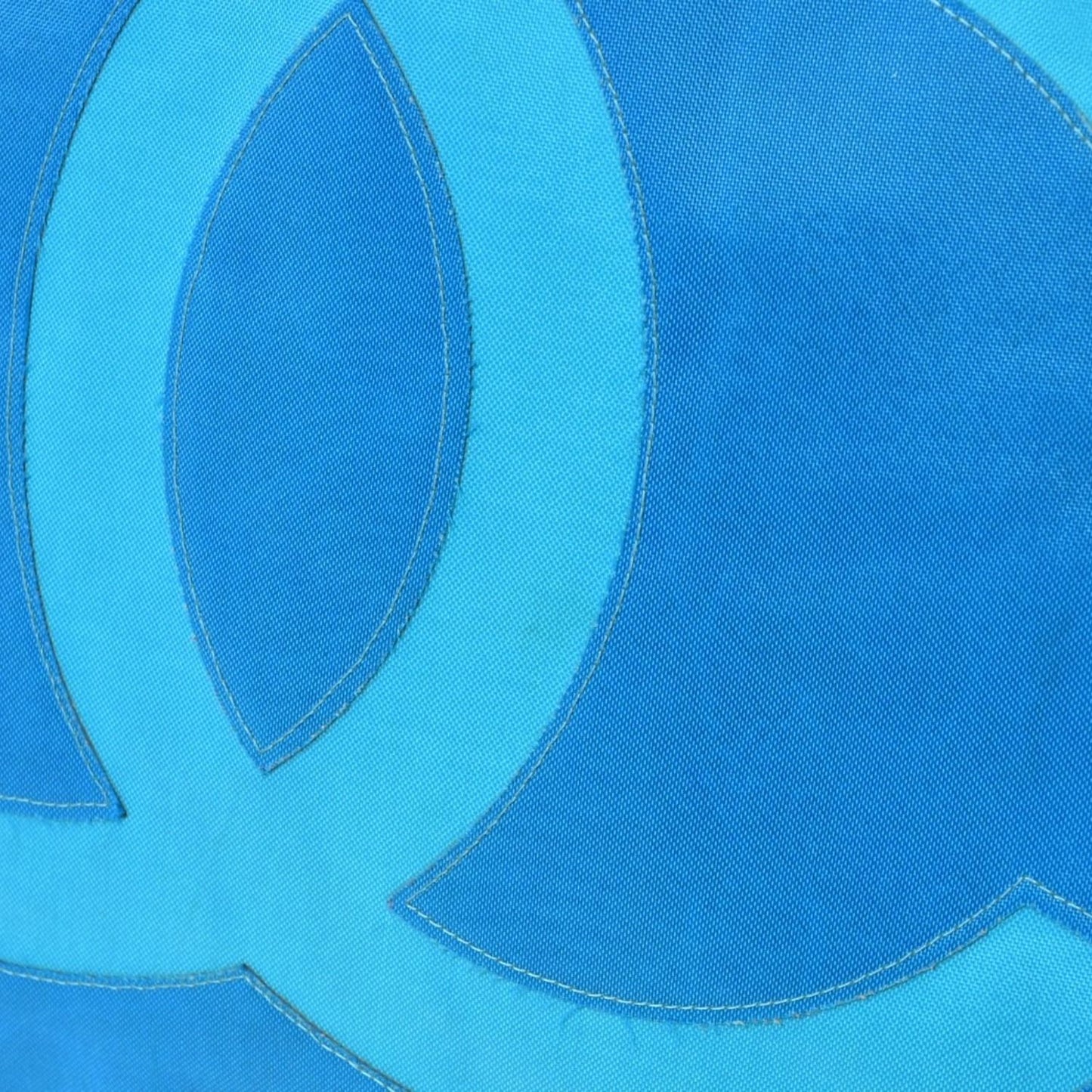 Chanel Vintage Logo Chain Tote Bag CC Turquoise Blue — view 6