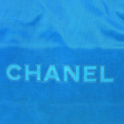 Chanel Vintage Logo Chain Tote Bag CC Turquoise Blue — view 7