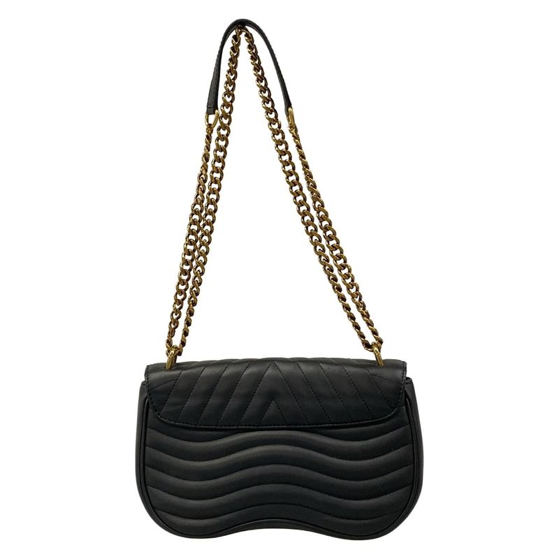 Louis Vuitton Shoulder Bag New Wave Chain MM Black Leather