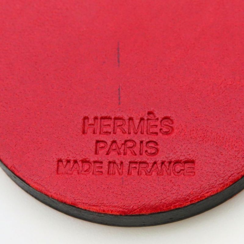 Hermes Bag Charm Ladybug Leather Red Black