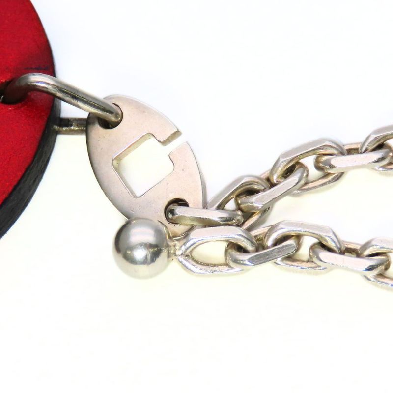 Hermes Bag Charm Ladybug Leather Red Black