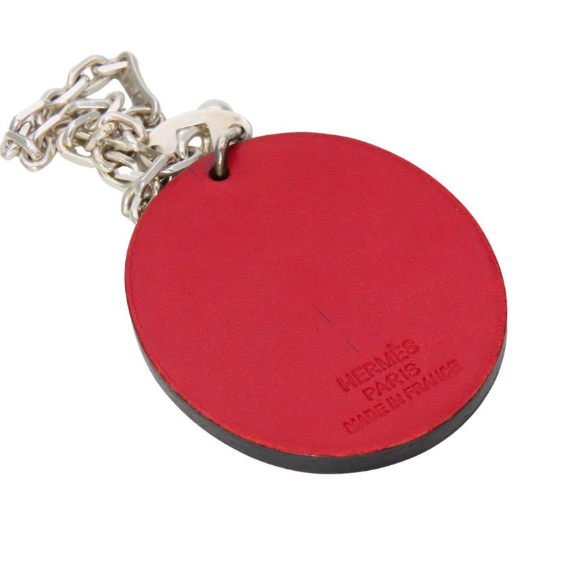 Hermes Bag Charm Ladybug Leather Red Black