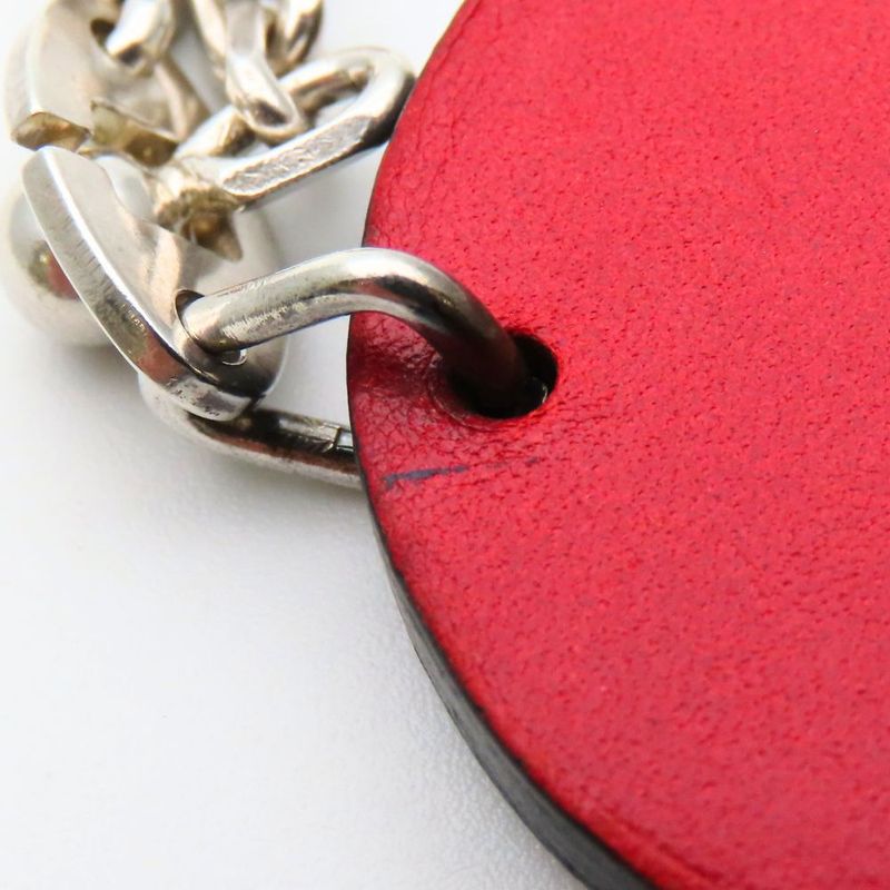 Hermes Bag Charm Ladybug Leather Red Black