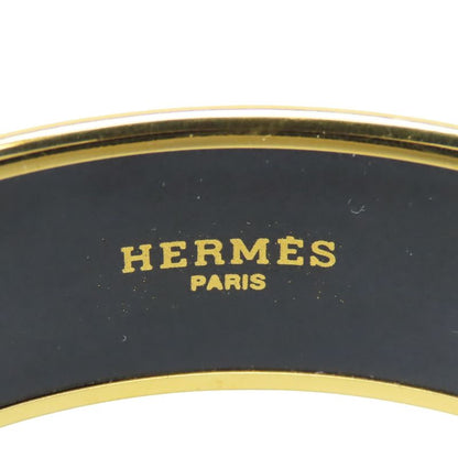Hermes Bangle Enamel GM Metal Black Gold Cloisonne Tiger Bracelet