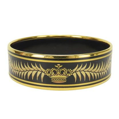 Hermes Bangle Enamel GM Metal Black Gold Cloisonne Tiger Bracelet
