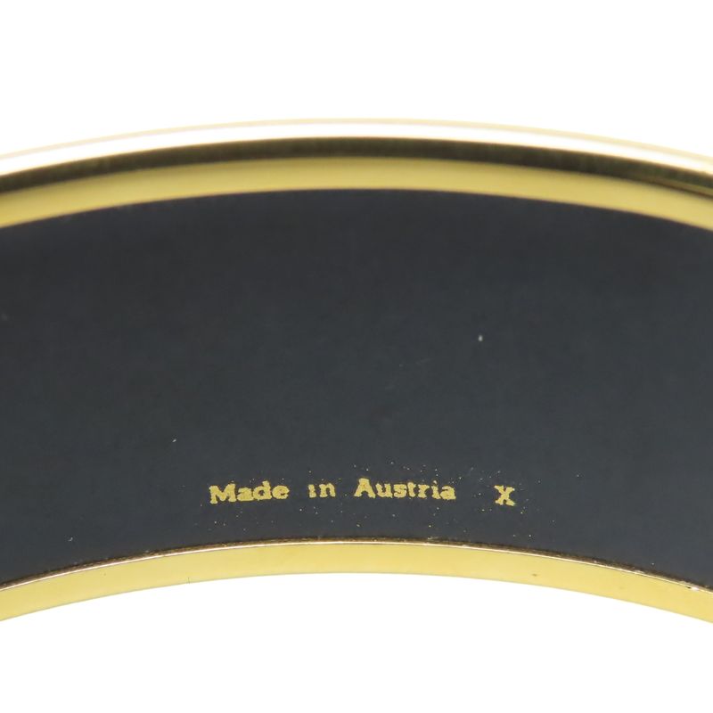 Hermes Bangle Enamel GM Metal Black Gold Cloisonne Tiger Bracelet
