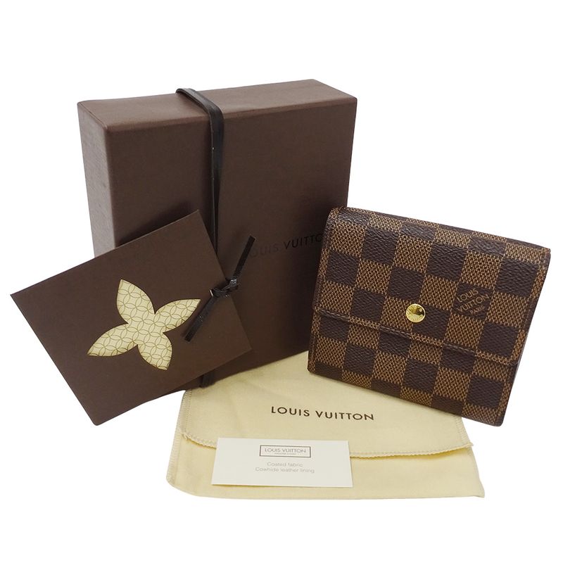 Louis Vuitton Wallet Damier Bifold Portefeuille Elise Brown