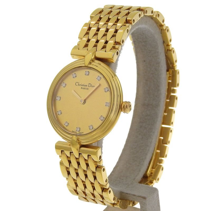 Dior Gold Plated Quartz Analog Display Dial Watch
