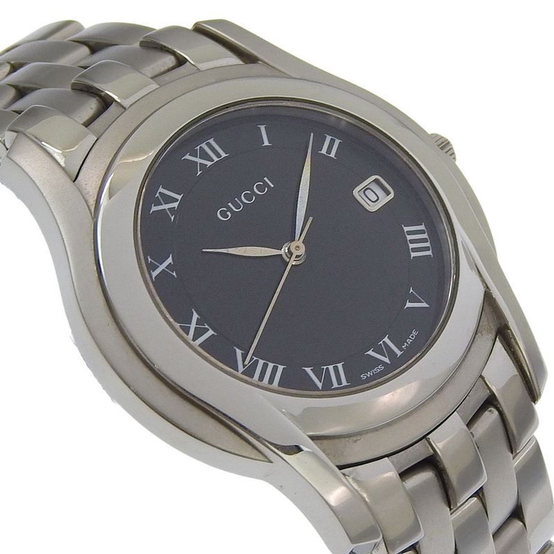 Gucci Stainless Steel Black Quartz Analog Display Dial Watch
