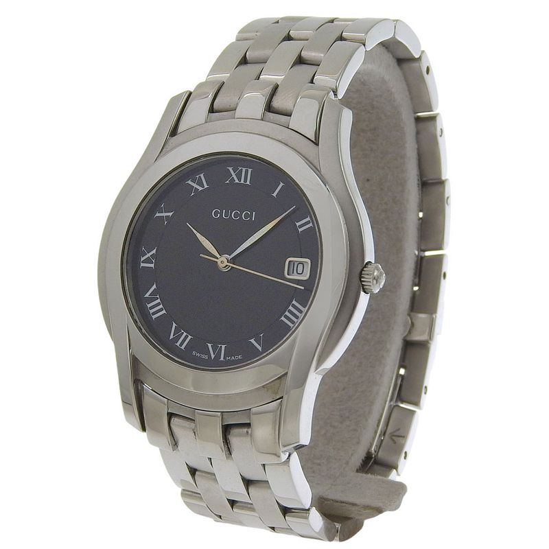 Gucci Stainless Steel Black Quartz Analog Display Dial Watch