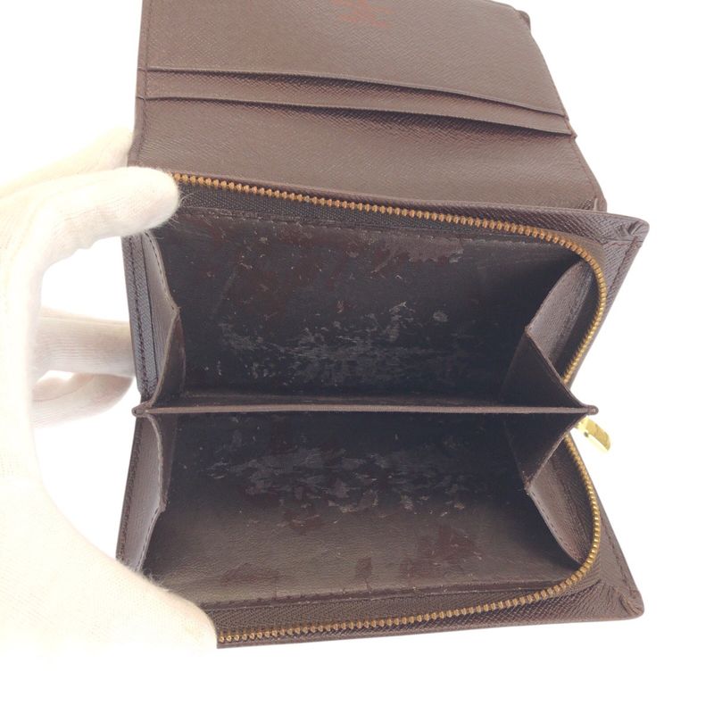 Louis Vuitton Damier Portomonevier Tresor Brown Fold Wallet Compact