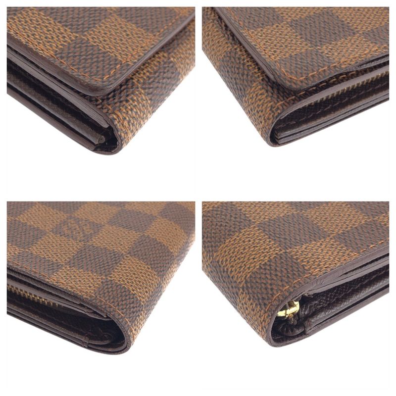 Louis Vuitton Damier Portomonevier Tresor Brown Fold Wallet Compact